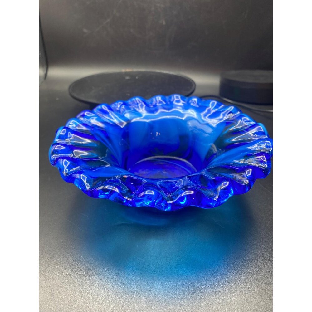 Cobalt Blue Fluted Edge Candy Dish